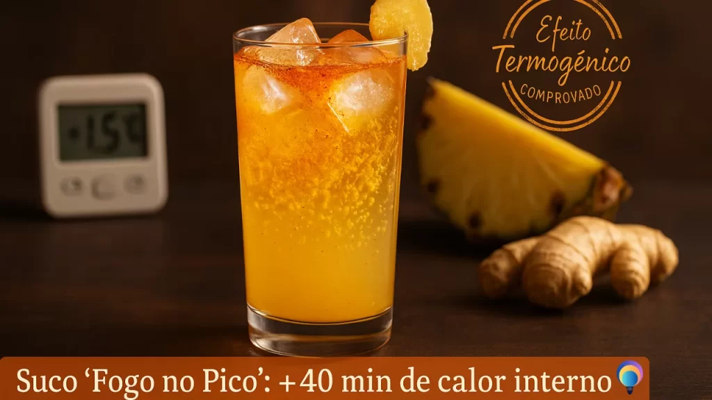 Sucos que esquentam no frio: Fogo no Pico - com abacaxi, gengibre, pimenta caiena e água de coco