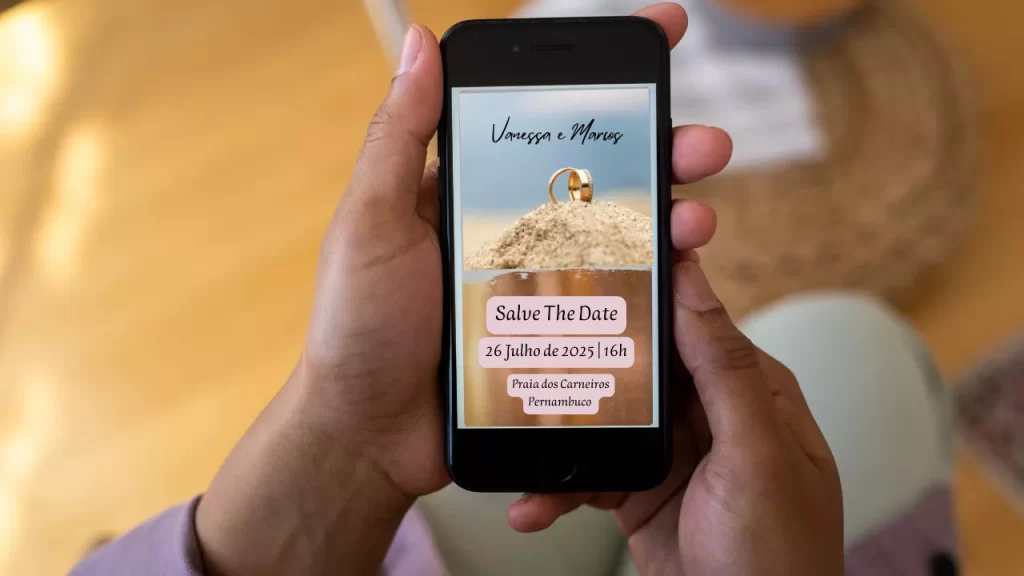 Convites digitais para mini casamento sustentável