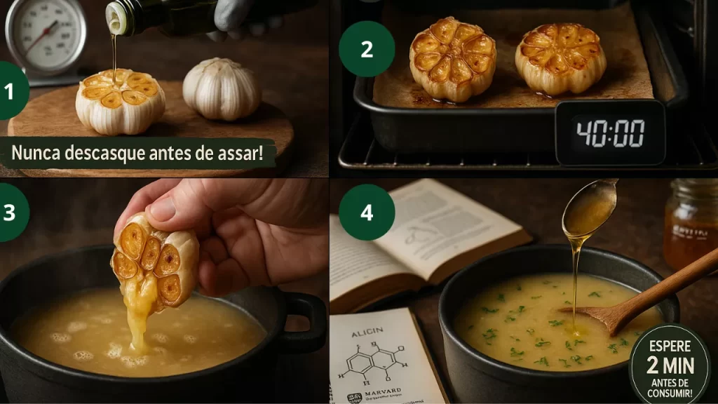 Acompanhe o passo a passo (4 etapas) como fazer a sopa de alho assado cura resfriado