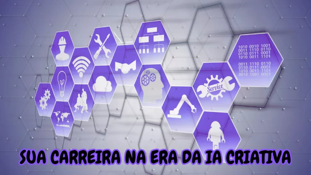Colmeia de símbolos de ferramentas de trabalho com IA Critativa e como isso pode transformar sua carreira.